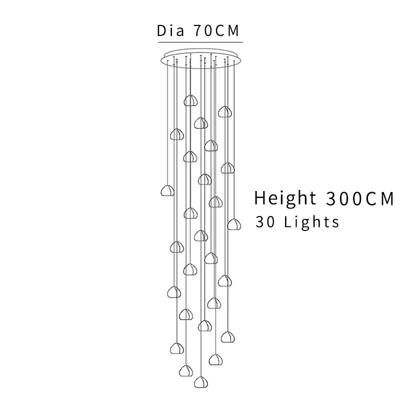 Luxury Modern Crystal LED Chandelier for Staircase Lobby - 30 lights / NON dimm Warm