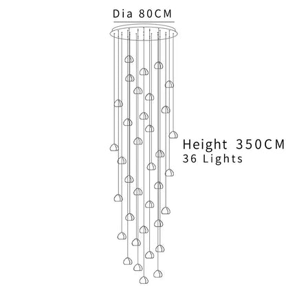 Luxury Modern Crystal LED Chandelier for Staircase Lobby - 36 lights / NON dimm Warm