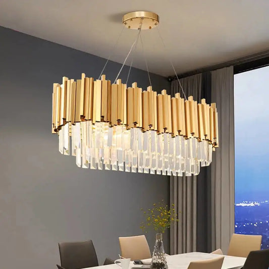 Luxury Modern Hanging Oval Crystal Chandelier for Dining Kitchen
