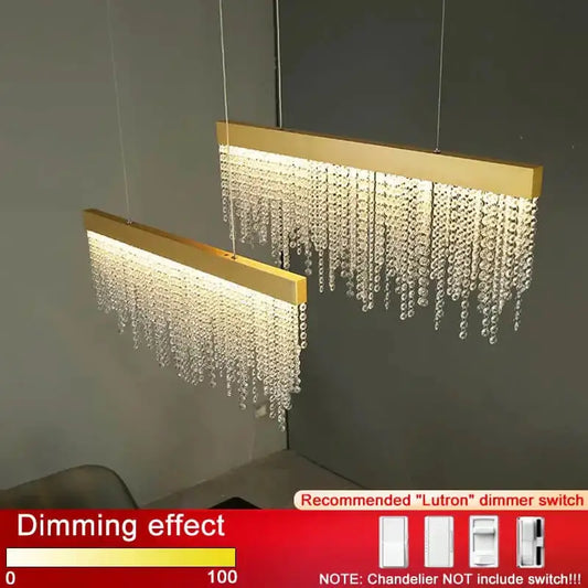 Luxury Rectangle Crystal Chandelier for Dining Bar Kitchen