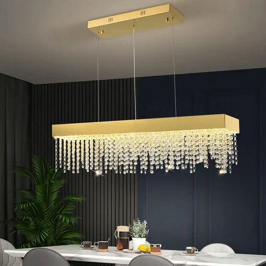 Luxury Rectangle Crystal Chandelier for Dining Kitchen Bar