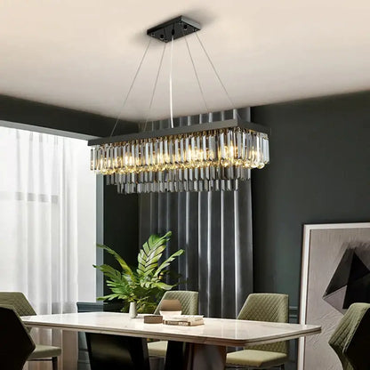 Luxury Rectangle Smoke Gray Crystal Chandelier for Dining Living
