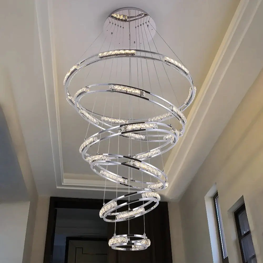 Luxury Ring LED Crystal Chandelier for Staircase Living - Home & Garden > Lighting