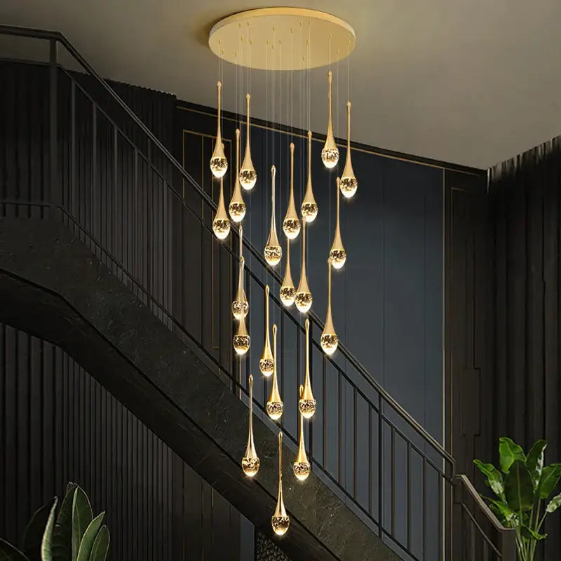 Shop Luxury Water-Drop Spiral Crystal Chandelier for Staircase,Hallway