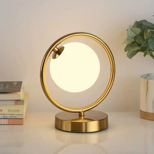 Modern Brass Glass Round Ring LED Table Lamp - Home & Garden > Lighting Lamps