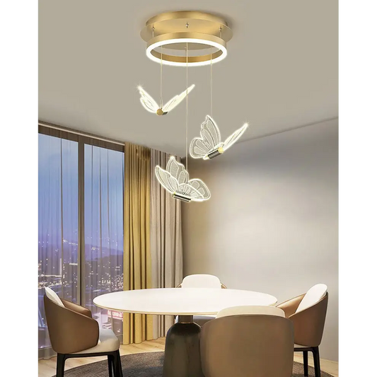 Modern Butterfly Chandelier for Living Staircase Bedroom - Cool Light / 3 Heads Home &