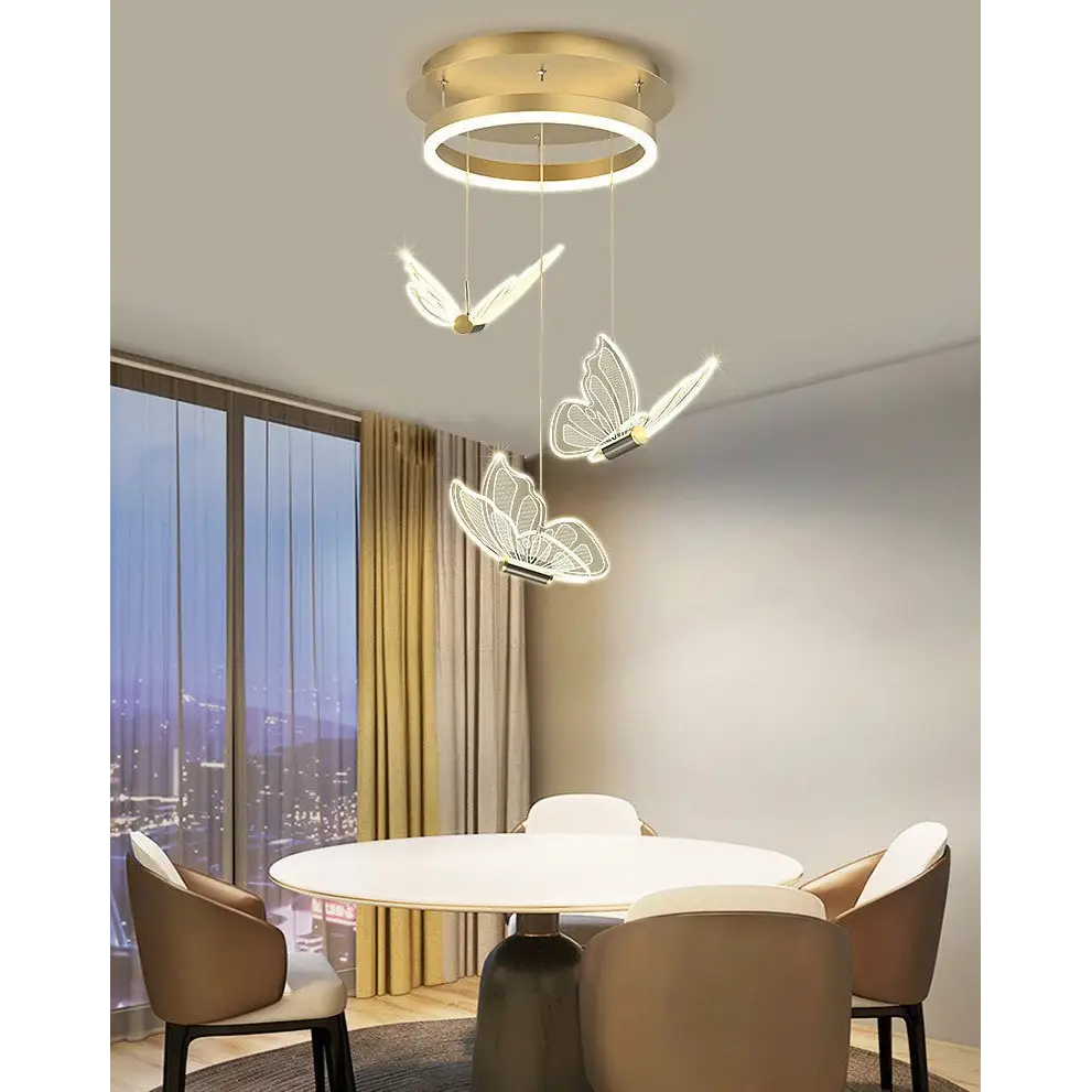 Modern Butterfly Chandelier for Living Staircase Bedroom - Cool Light / 3 Heads Home &