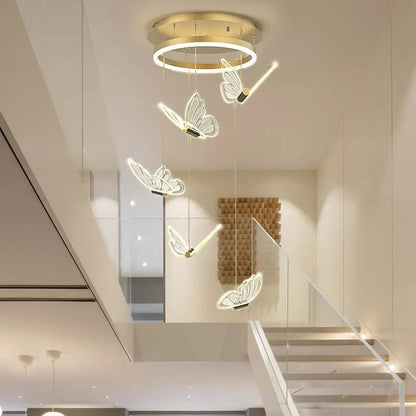 Modern Butterfly Chandelier for Living Staircase Bedroom - Cool Light / 5 Heads Home &