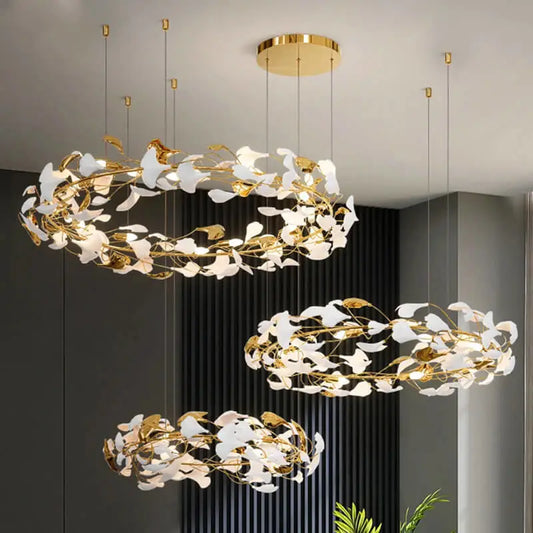 Modern Ceramic Petals Hang Chandelier for Living Bedroom