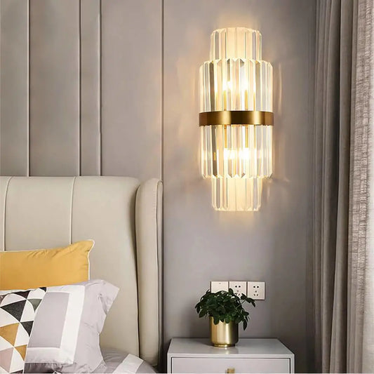Modern Crystal Gold Wall Lamp: A Bedside Loft Light by Toplightstore - Warm White