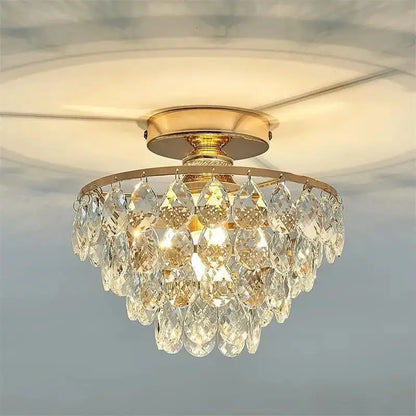 Modern Crystal Semi‑Flush Mount Ceiling Light Gold - Chandelier