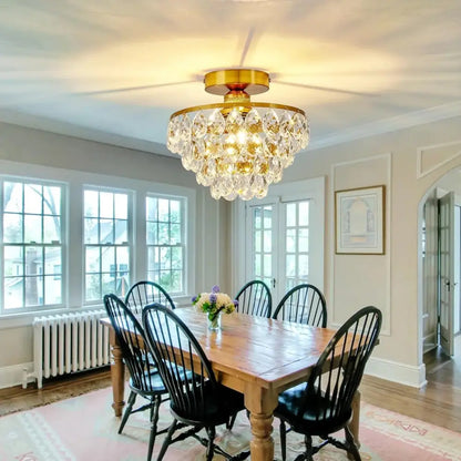 Modern Crystal Semi‑Flush Mount Ceiling Light Gold - Chandelier