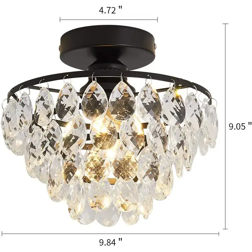 Modern Crystal Semi‑Flush Mount Ceiling Light Gold - Black / Warm White - Chandelier