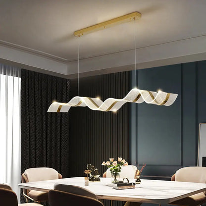 Modern Hanging Wave LED Chandelier for Dining Kitchen Bar