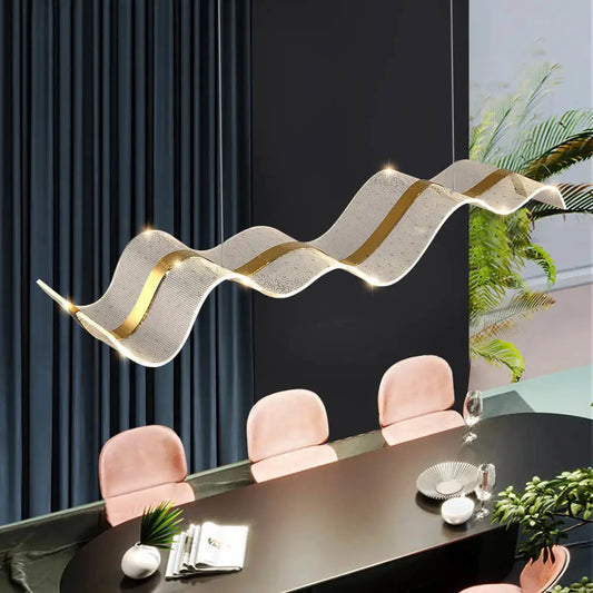 Modern Hanging Wave LED Chandelier for Dining Kitchen Bar