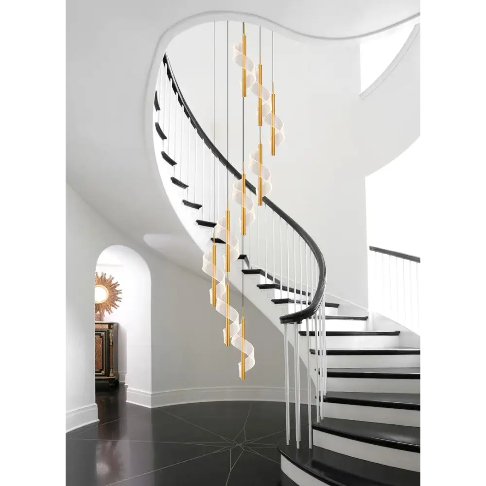 Modern Long Spiral Chandelier for Staircase Lobby Living - Home & Garden > Lighting