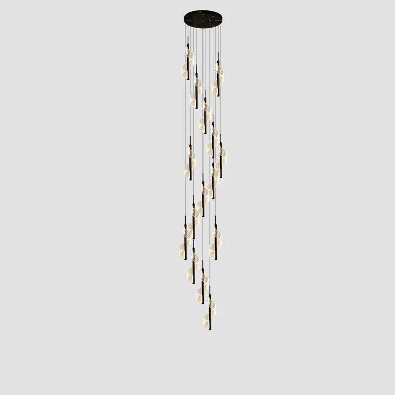 Modern Long Spiral Chandelier for Staircase Lobby Living - Black / 15 Lights Home &