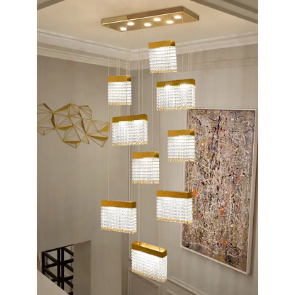 Modern Luxury Crystal LED Ceiling Chandelier for Staircase Foyer - Home & Garden >