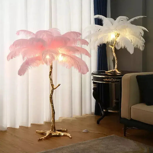 Nordic Ostrich Feather LED Floor Lamp for Living Bedroom