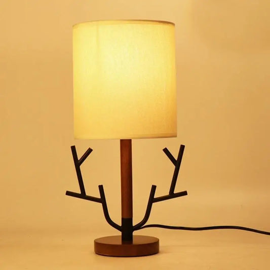 Nordic Wooden Tree Branch Table Lamp With Fabric Shade - Lighting > & Floor Lamps Desk