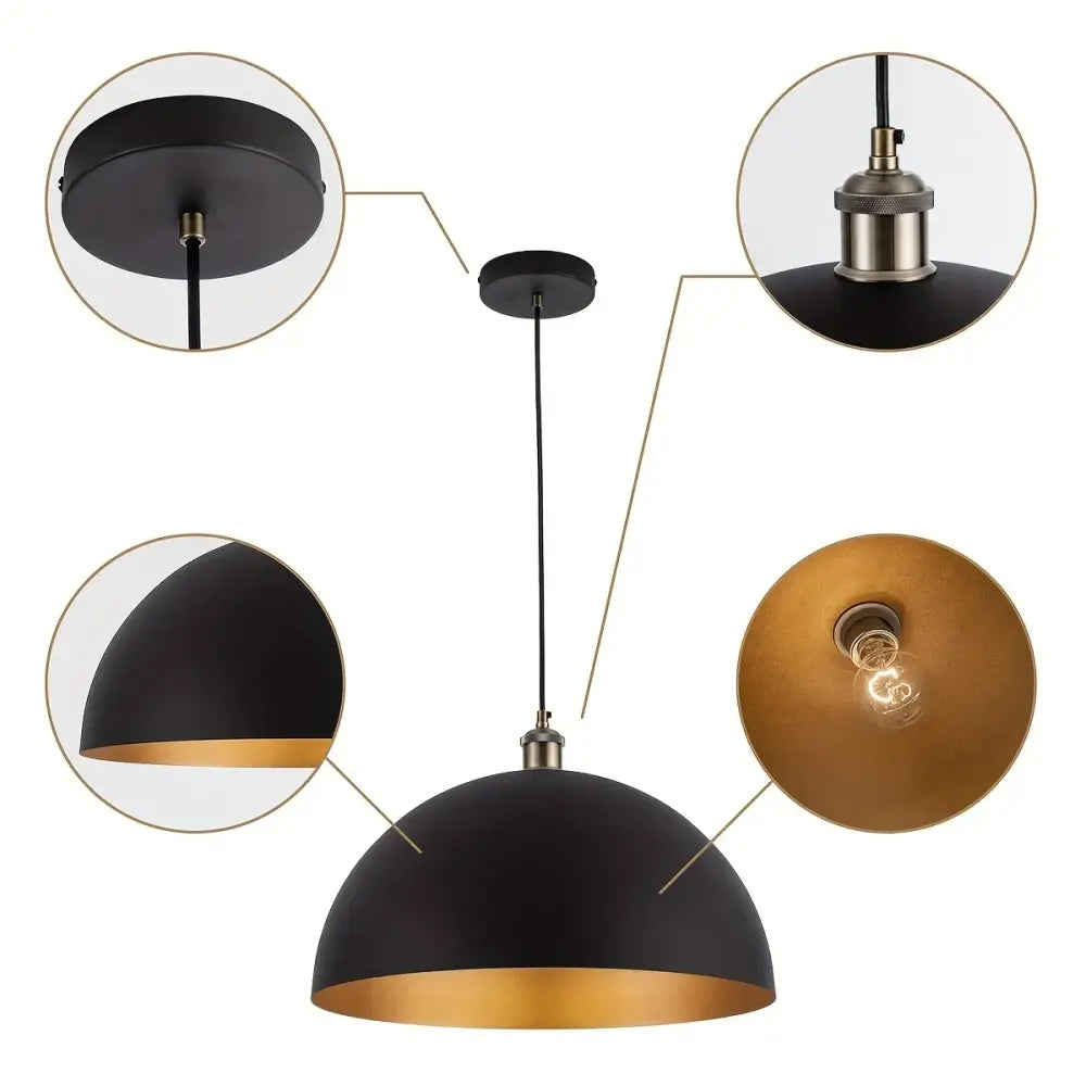 Vintage Industrial Dome Chandelier Black & Gold - Home Garden > Lighting Fixtures