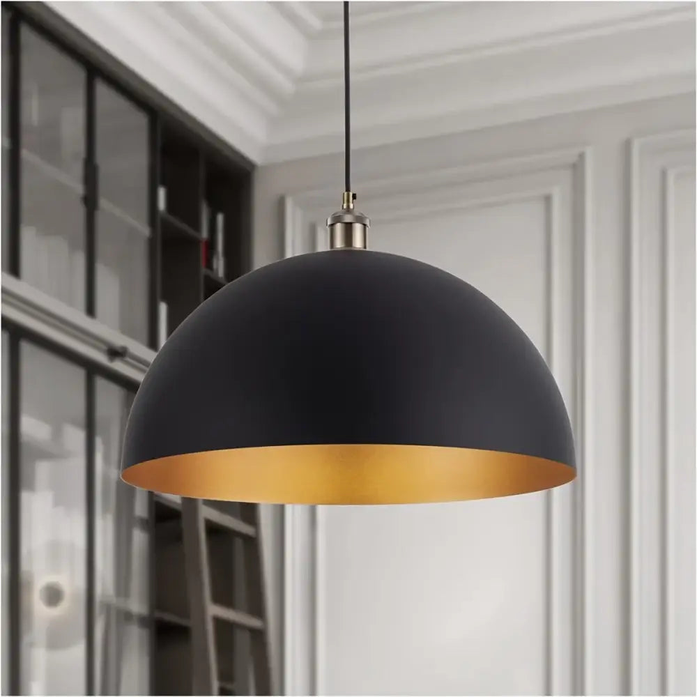 Vintage Industrial Dome Chandelier Black & Gold - Home Garden > Lighting Fixtures