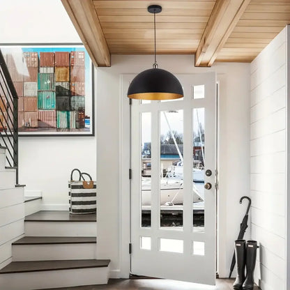 Vintage Industrial Dome Chandelier Black & Gold - Home Garden > Lighting Fixtures