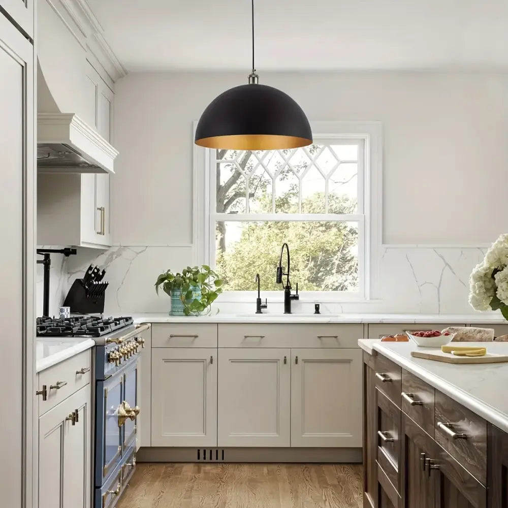 Vintage Industrial Dome Chandelier Black & Gold - Home Garden > Lighting Fixtures