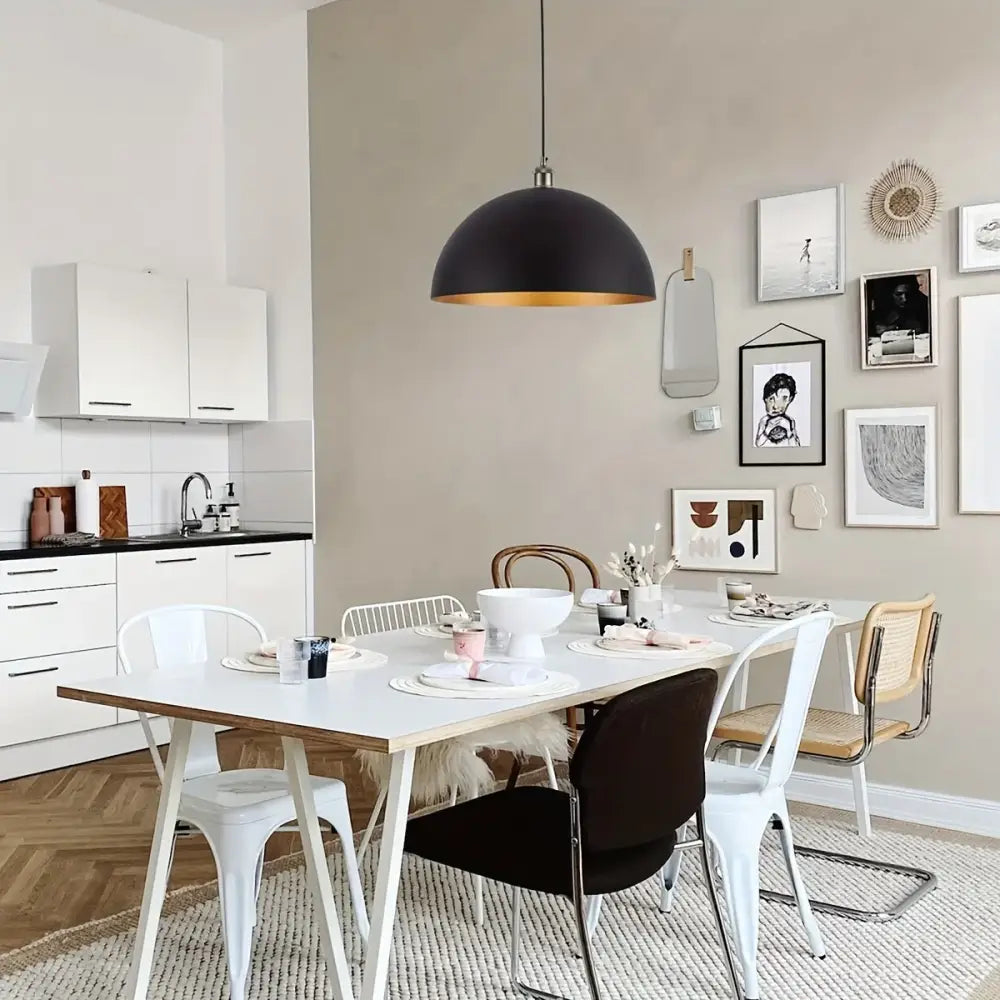 Vintage Industrial Dome Chandelier Black & Gold - Home Garden > Lighting Fixtures