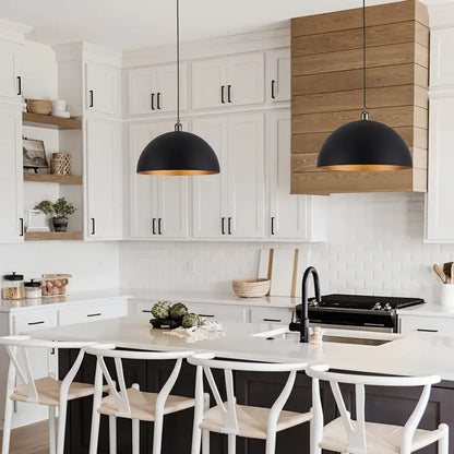 Vintage Industrial Dome Chandelier Black & Gold - Home Garden > Lighting Fixtures