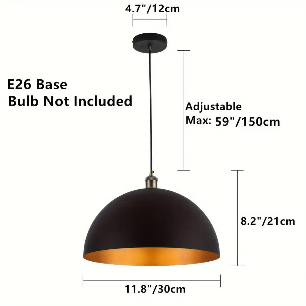 Vintage Industrial Dome Chandelier Black & Gold - D300MM - Home Garden > Lighting