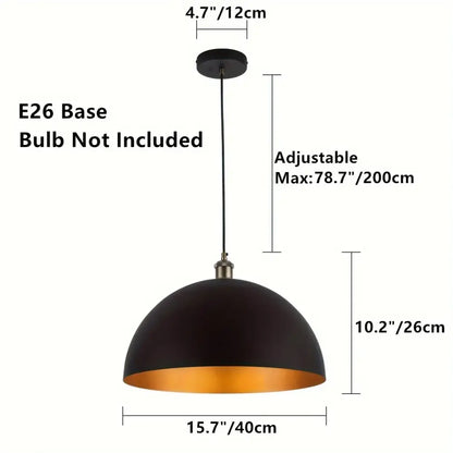 Vintage Industrial Dome Chandelier Black & Gold - D400MM - Home Garden > Lighting