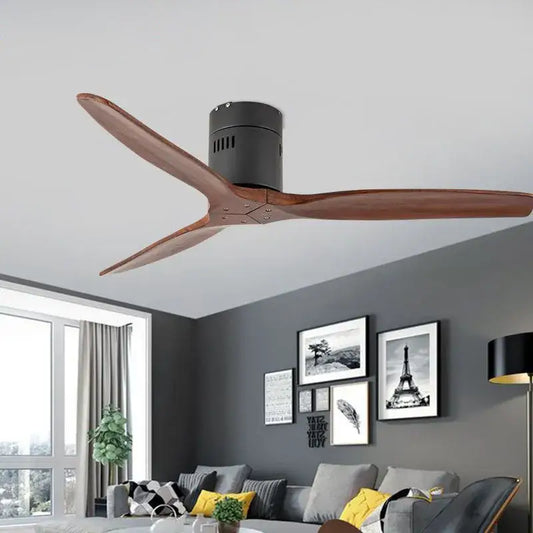 Wooden DC Motor Ceiling Fan without Light for Living,Bedroom - Fans