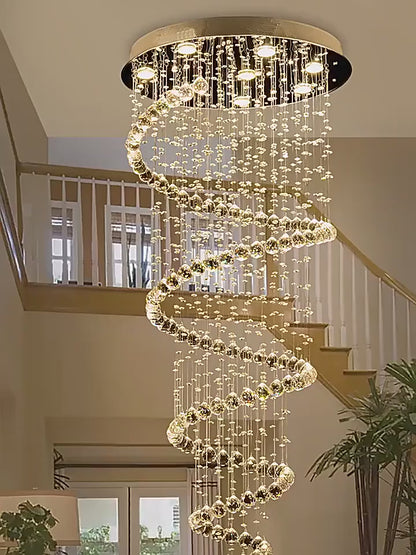 Spiral Crystal LED Ceiling Chandelier Modern Light